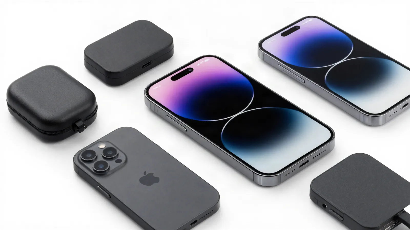 Smartphones et coffrets rangés pour identifier les appareils